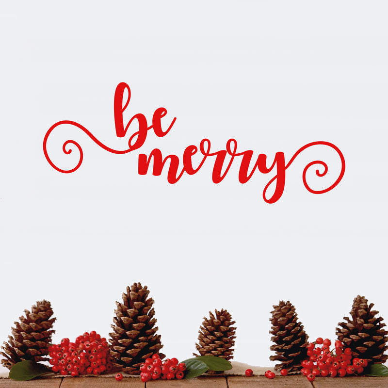 Vinyl Wall Art Decal - Be Merry - Christmas Seasonal Holiday Decor Sticker - Inspirational Indoor Outdoor Home Office Wall Door Window Bedroom Workplace Decals (4" x 30"; Black) 5