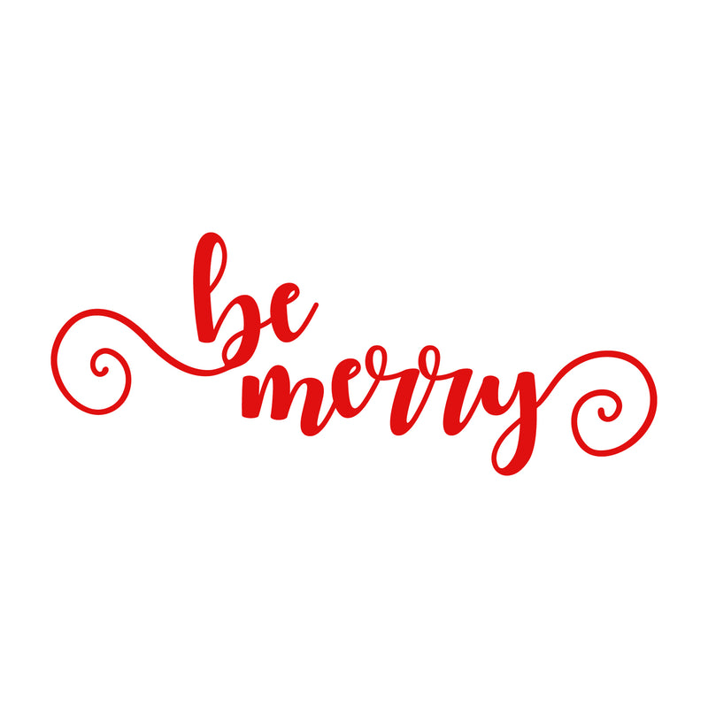 Vinyl Wall Art Decal - Be Merry - 9" x 22.5" - Cursive Christmas Seasonal Holiday Decoration Sticker - Indoor Outdoor Home Office Wall Window Door Decoration Adhesive Decals (9" x 22.5"; Red) 2