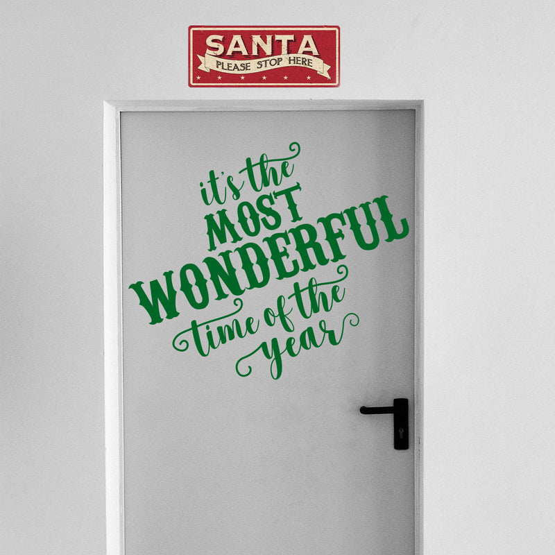 Vinyl Wall Art Decal - It’s The Most Wonderful Time of The Year - 23" x 27" - Christmas Seasonal Holiday Sticker - Indoor Outdoor Home Office Wall Window Bedroom Workplace Decals (23" x 27"; Green) 3