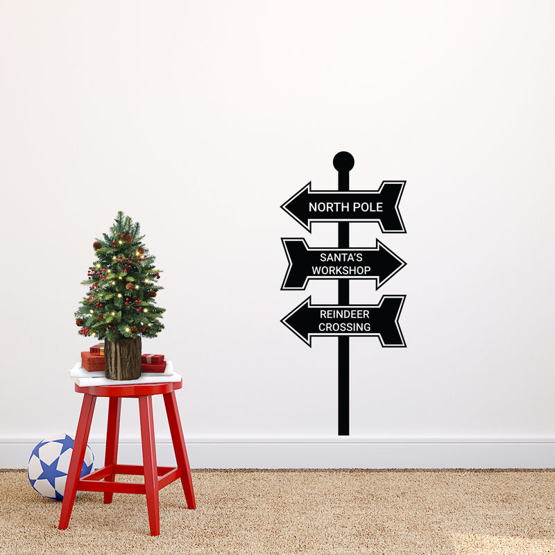 Vinyl Wall Art Decal - Christmas Street Signs - Holiday Seasonal Sticker - Indoor Outdoor Home Apartment Office Wall Door Window Bedroom Workplace Decor Decals (35" x 16"; Black) 2