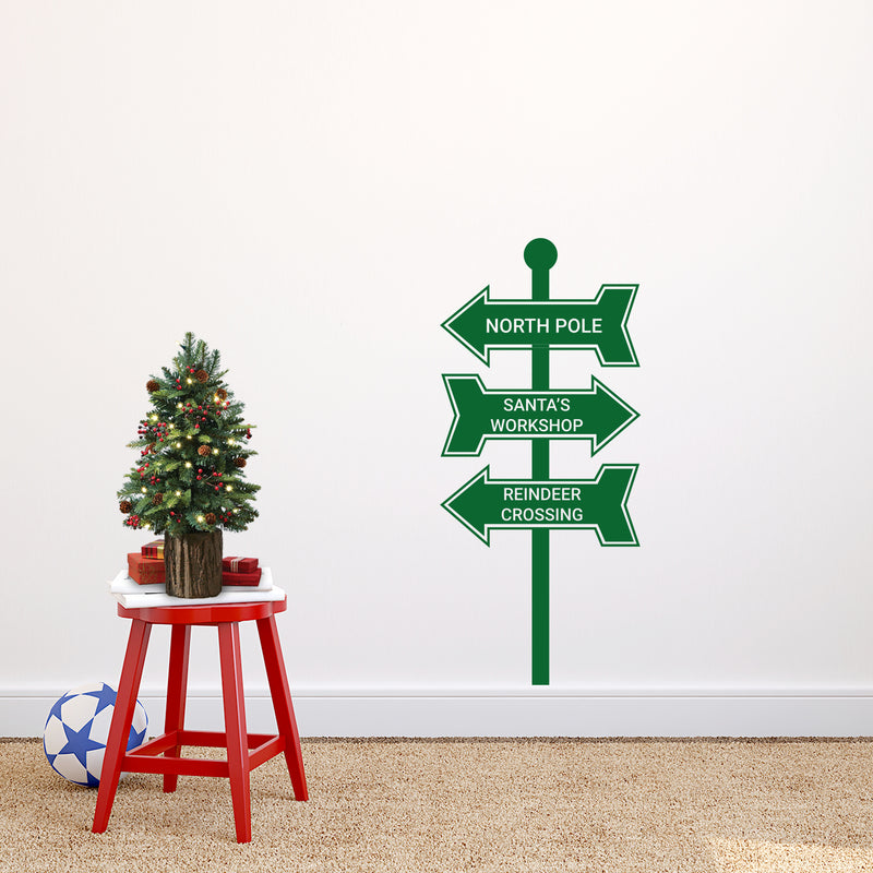 Vinyl Wall Art Decal - Christmas Street Signs - 35" x 16" - Holiday Seasonal Sticker - Indoor Outdoor Home Apartment Office Wall Door Window Bedroom Workplace Decor Decals (35" x 16"; Green) 3