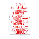Vinyl Wall Art Decal - Santa’s Reindeer Names - 35" x 22" - Holiday Christmas Seasonal Sticker - Indoor Home Apartment Office Wall Door Window Bedroom Workplace Decor Decals (35" x 22"; Red) 1
