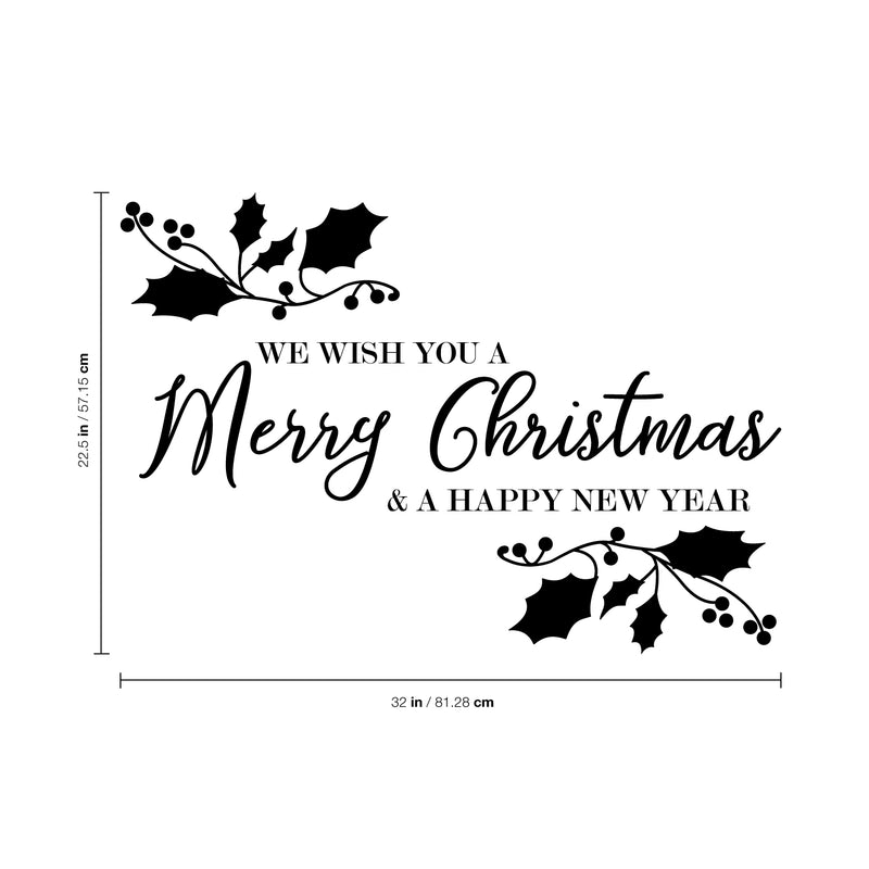 Vinyl Wall Art Decal - We Wish You A Merry Christmas - 22.5" x 32" - Christmas Holiday Seasonal Sticker - Indoor Home Apartment Wall Door Window Bedroom Workplace Decor Decals 1