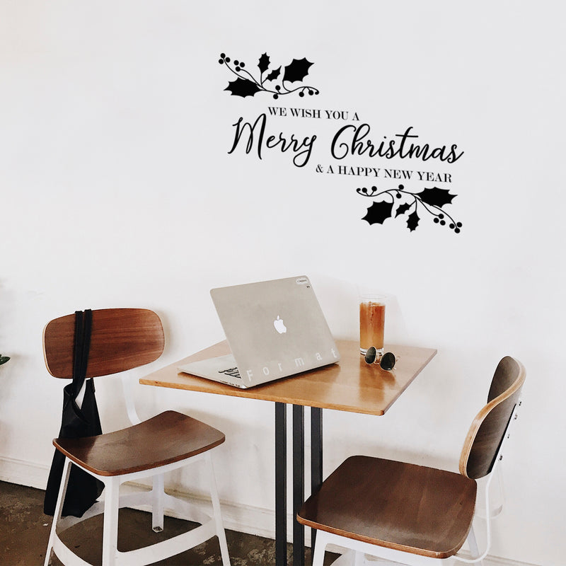 Vinyl Wall Art Decal - We Wish You A Merry Christmas - 22.5" x 32" - Christmas Holiday Seasonal Sticker - Indoor Home Apartment Wall Door Window Bedroom Workplace Decor Decals 3