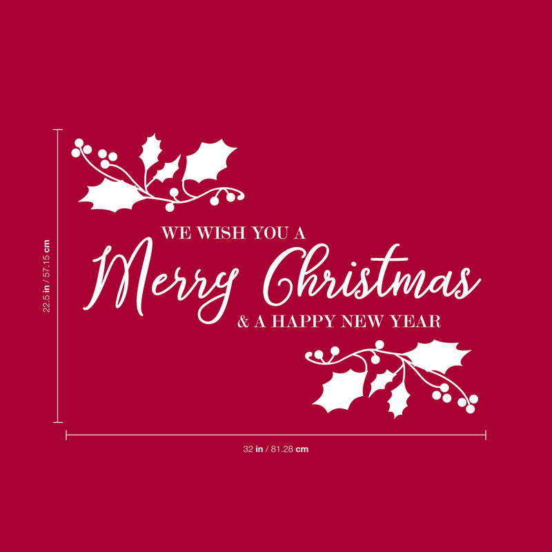 Vinyl Wall Art Decal  - We Wish You A Merry Christmas - 22.5" x 32" - Christmas Holiday Seasonal Sticker - Indoor Home Apartment Wall Door Window Bedroom Workplace Decor Decals 4
