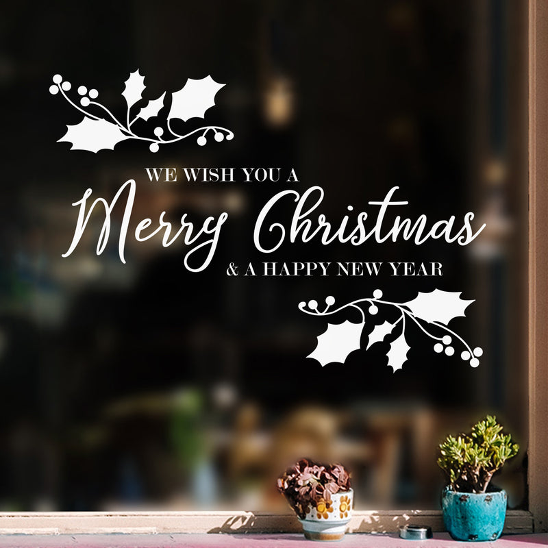 Vinyl Wall Art Decal  - We Wish You A Merry Christmas - 22.5" x 32" - Christmas Holiday Seasonal Sticker - Indoor Home Apartment Wall Door Window Bedroom Workplace Decor Decals 3