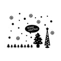 Vinyl Wall Art Decal - Merry Christmas Trees and Snowflakes - 23" x 31" - Holiday Seasonal Sticker - Indoor Home Apartment Office Wall Door Window Bedroom Workplace Decor Decals (23" x 31"; Black) 1