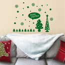 Vinyl Wall Art Decal - Merry Christmas Trees and Snowflakes - 23" x 31" - Holiday Seasonal Sticker - Indoor Home Apartment Office Wall Door Window Bedroom Workplace Decor Decals (23" x 31"; Green) 2