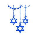 Vinyl Wall Art Decal - 3 Hanging Stars of David - 23" x 38" - Jewish Holiday Decor Sticker - Indoor Outdoor Home Office Wall Door Window Bedroom Living Room Workplace Decals (28" x 22"; Blue) 1