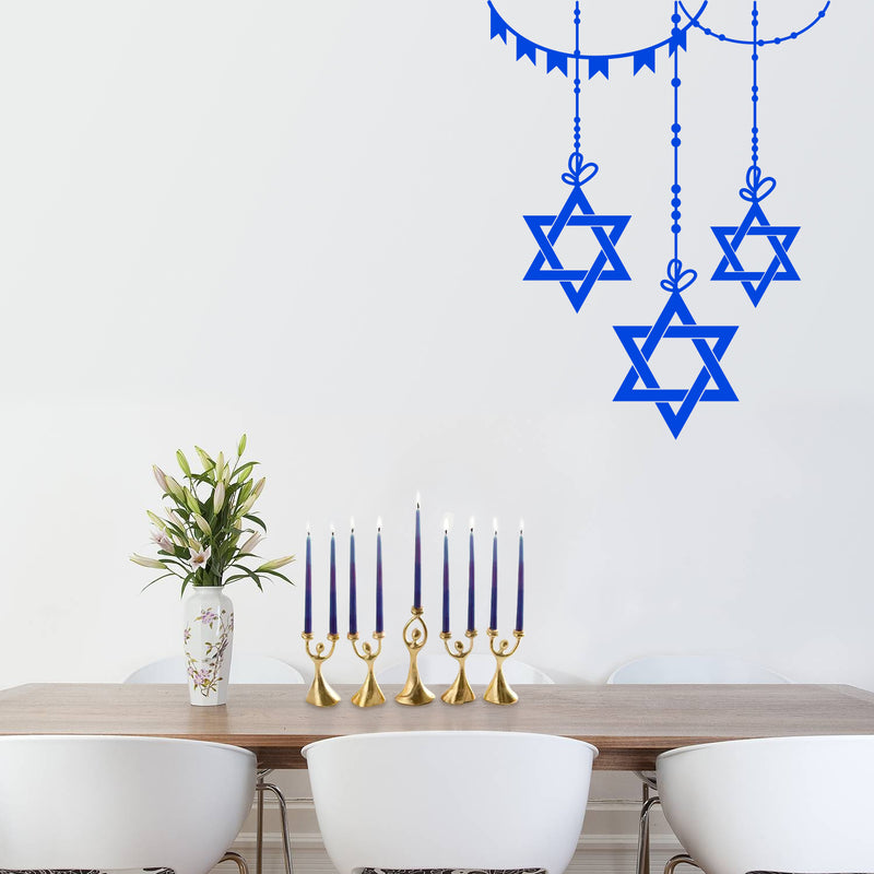 Vinyl Wall Art Decal - 3 Hanging Stars of David - 23" x 38" - Jewish Holiday Decor Sticker - Indoor Outdoor Home Office Wall Door Window Bedroom Living Room Workplace Decals (28" x 22"; Blue) 3