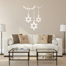 Vinyl Wall Art Decal - 3 Hanging Stars of David - 23" x 38" - Jewish Holiday Decor Sticker - Indoor Outdoor Home Office Wall Door Window Bedroom Living Room Workplace Decals (28" x 22"; White) 3