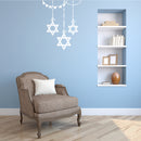 Vinyl Wall Art Decal - 3 Hanging Stars of David - 23" x 38" - Jewish Holiday Decor Sticker - Indoor Outdoor Home Office Wall Door Window Bedroom Living Room Workplace Decals (28" x 22"; White) 2