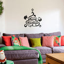 Vinyl Wall Art Decal - Merry Christmas Tree and Ornaments - 24" x 22.5" - Holiday Seasonal Sticker - Indoor Home Apartment Office Wall Door Window Bedroom Workplace Decor Decals (24" x 22.5"; Black) 2