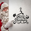 Vinyl Wall Art Decal - Merry Christmas Tree and Ornaments - - Holiday Seasonal Sticker - Indoor Home Apartment Office Wall Door Window Bedroom Workplace Decor Decals (; Black) 3