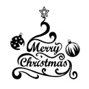 Vinyl Wall Art Decal - Merry Christmas Tree and Ornaments - - Holiday Seasonal Sticker - Indoor Home Apartment Office Wall Door Window Bedroom Workplace Decor Decals (; Black) 1