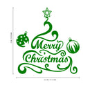 Vinyl Wall Art Decal - Merry Christmas Tree and Ornaments - 24" x 22.5" - Holiday Seasonal Sticker - Indoor Home Apartment Office Wall Door Window Bedroom Workplace Decor Decals (24" x 22.5"; Green) 4