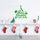 Vinyl Wall Art Decal - Merry Christmas Tree and Ornaments - 24" x 22.5" - Holiday Seasonal Sticker - Indoor Home Apartment Office Wall Door Window Bedroom Workplace Decor Decals (24" x 22.5"; Green) 2