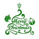 Vinyl Wall Art Decal - Merry Christmas Tree and Ornaments - 24" x 22.5" - Holiday Seasonal Sticker - Indoor Home Apartment Office Wall Door Window Bedroom Workplace Decor Decals (24" x 22.5"; Green) 1