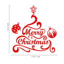 Vinyl Wall Art Decal - Merry Christmas Tree and Ornaments - 24" x 22.5" - Holiday Seasonal Sticker - Indoor Home Apartment Office Wall Door Window Bedroom Workplace Decor Decals (24" x 22.5"; Red) 4