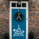 Vinyl Wall Art Decal - Merry Christmas Tree and Ornaments - 24" x 22.5" - Holiday Seasonal Sticker - Indoor Home Apartment Office Wall Door Window Bedroom Workplace Decor Decals (24" x 22.5"; White) 2