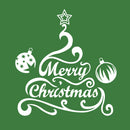 Vinyl Wall Art Decal - Merry Christmas Tree and Ornaments - 24" x 22.5" - Holiday Seasonal Sticker - Indoor Home Apartment Office Wall Door Window Bedroom Workplace Decor Decals (24" x 22.5"; White) 1