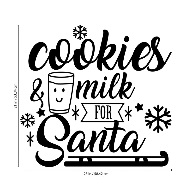 Vinyl Wall Art Decal - Cookies And Milk For Santa - Christmas Holiday Seasonal Sticker - Indoor Home Apartment Office Wall Door Window Bedroom Workplace Decor Decals 4