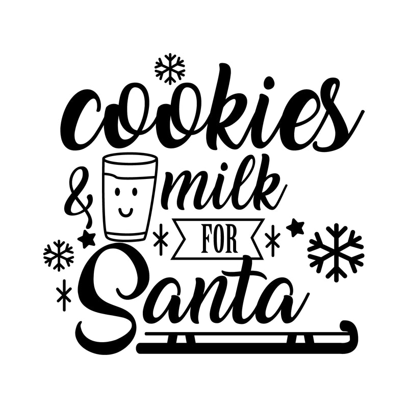 Vinyl Wall Art Decal - Cookies and Milk for Santa - 21" x 23" - Christmas Holiday Seasonal Sticker - Indoor Home Apartment Office Wall Door Window Bedroom Workplace Decor Decals (21" x 23"; Black) 1