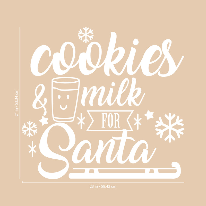 Vinyl Wall Art Decal - Cookies and Milk for Santa - 21" x 23" - Christmas Holiday Seasonal Sticker - Indoor Home Apartment Office Wall Door Window Bedroom Workplace Decor Decals (21" x 23"; White) 1