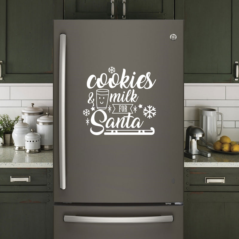 Vinyl Wall Art Decal - Cookies and Milk for Santa - 21" x 23" - Christmas Holiday Seasonal Sticker - Indoor Home Apartment Office Wall Door Window Bedroom Workplace Decor Decals (21" x 23"; White) 2