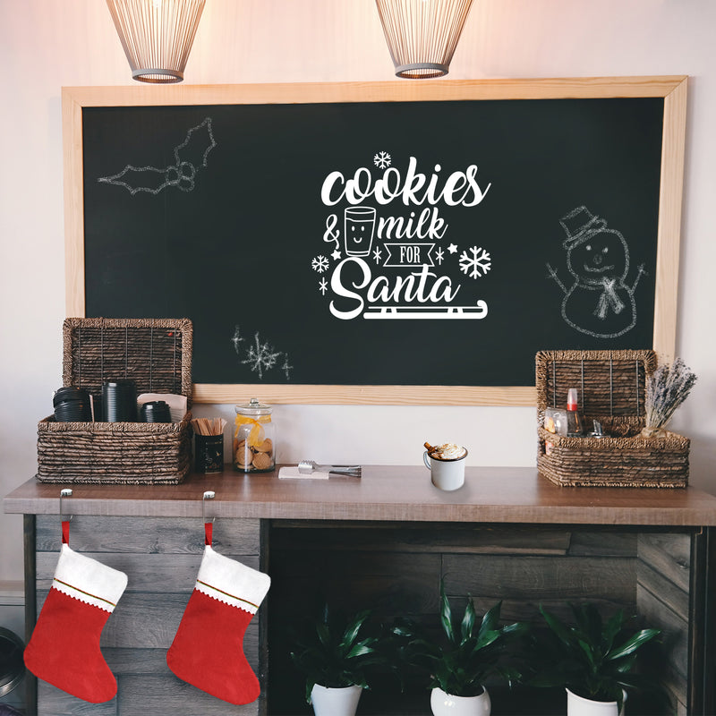 Vinyl Wall Art Decal - Cookies and Milk for Santa - 21" x 23" - Christmas Holiday Seasonal Sticker - Indoor Home Apartment Office Wall Door Window Bedroom Workplace Decor Decals (21" x 23"; White) 4