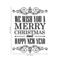 Vinyl Wall Art Decal - We Wish You A Merry Christmas and Happy New Year - 30" x 23" - Christmas Holiday Seasonal Sticker - Home Apartment Wall Door Window Work Decor Decals (30" x 23"; Black) 1