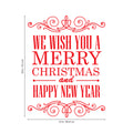 Vinyl Wall Art Decal - We Wish You A Merry Christmas and Happy New Year - 30" x 23" - Christmas Holiday Seasonal Sticker - Home Apartment Wall Door Window Work Decor Decals (30" x 23"; Red) 1