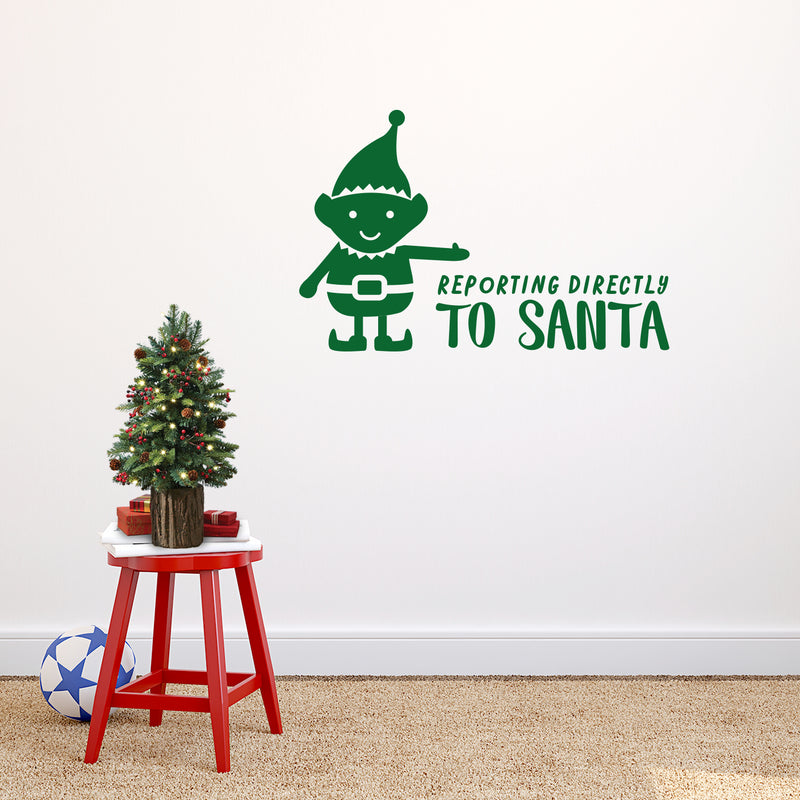 Vinyl Wall Art Decal - Reporting Directly to Santa - 22.5" x 35" - Christmas Holiday Seasonal Sticker - Home Apartment Wall Door Window Bedroom Living Room Work Decor Decals (22.5" x 35"; Black) 2