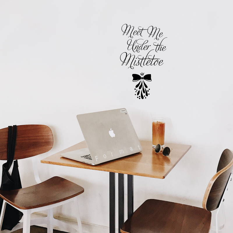 Vinyl Wall Art Decal - Meet Me Under The Mistletoe - 22.5" x 14" - Christmas Seasonal Holiday Decoration Sticker - Indoor Outdoor Home Office Wall Door Window Bedroom Workplace Decals 3