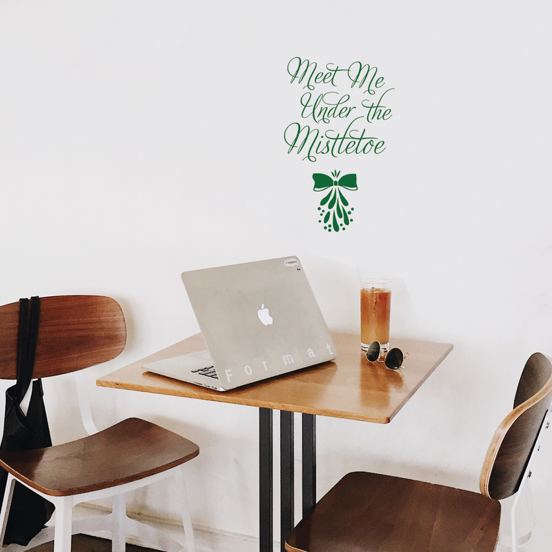 Vinyl Wall Art Decal  - Meet Me Under The Mistletoe - 22.5" x 14" - Christmas Seasonal Holiday Decoration Sticker - Home Office Door Window Bedroom Workplace Decals 4