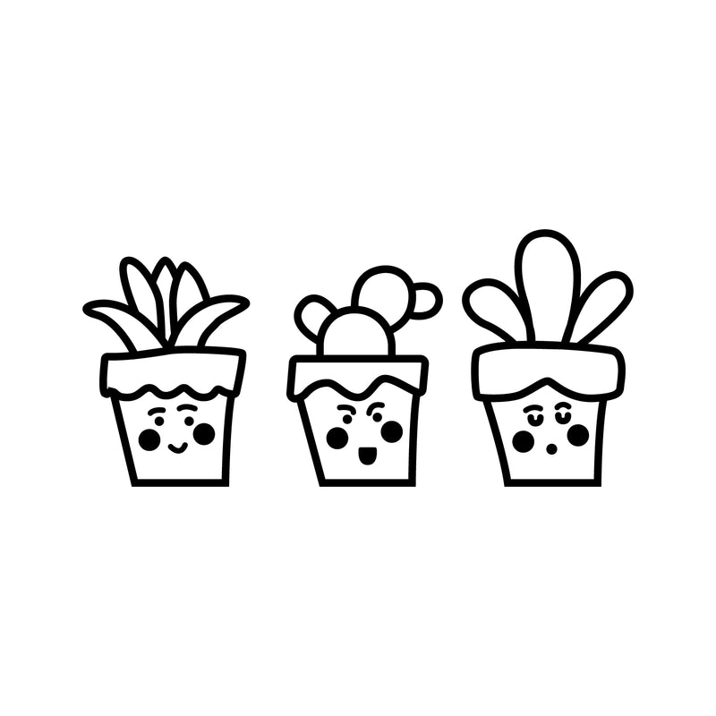 Set of 3 Vinyl Wall Art Decals - Tiny Cactus - 3" x 2" Each - Fun Cute Stickers for Home Apartment Decal Old Wild West Laptop Skin Car Bumper Sticker Luggage Window Desk (2" x 3" Each; Black) 1