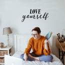 Vinyl Wall Art Decal - Love Yourself - Inspirational Workplace Bedroom Apartment Decor Decals - Positive Modern Indoor Outdoor Home Living Room Office Life Quotes 2