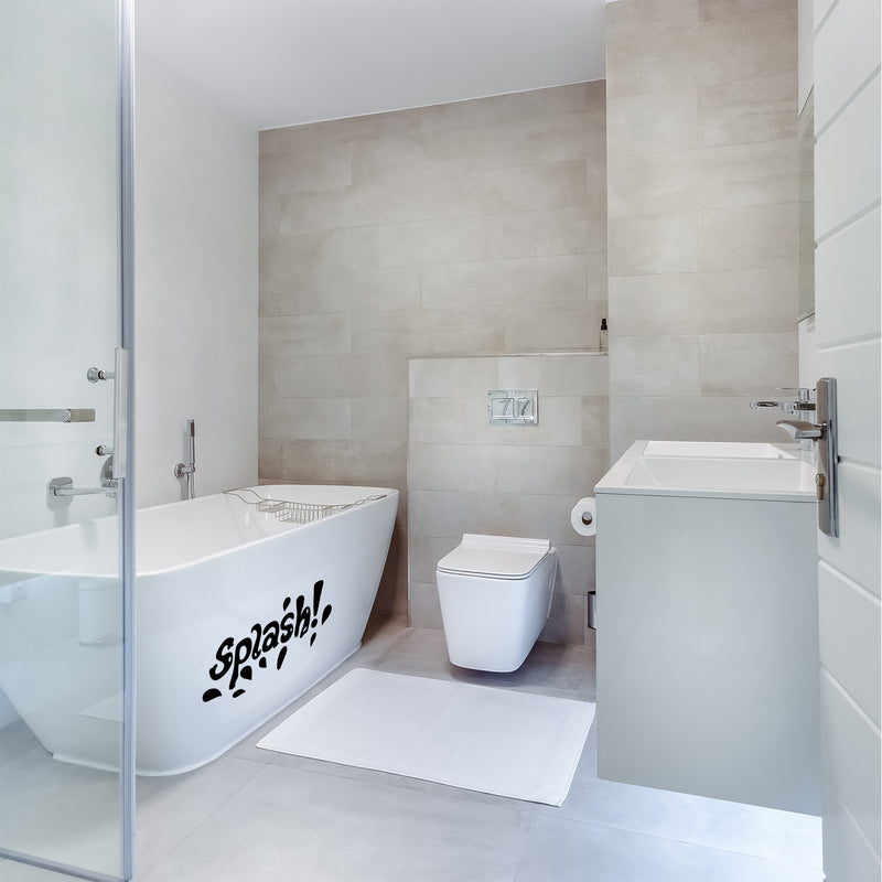 Vinyl Wall Art Decal - Splash - 10" x 23" - Fun Wet Letters Home Bathroom Bathtub Shower Decor - Dorm Room Apartment Kids Room Decals - Soap Bubbles Water Patterns (10" x 23"; Black) 2