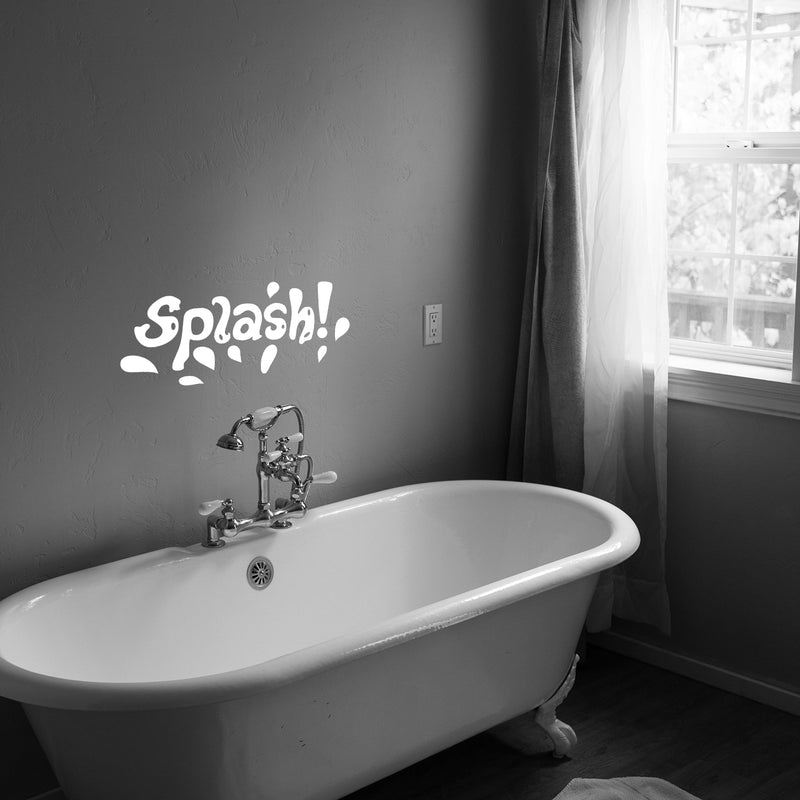 Vinyl Wall Art Decal - Splash - 10" x 23" - Fun Wet Letters Home Bathroom Bathtub Shower Decor - Dorm Room Apartment Kids Room Decals - Soap Bubbles Water Patterns (10" x 23"; White) 3