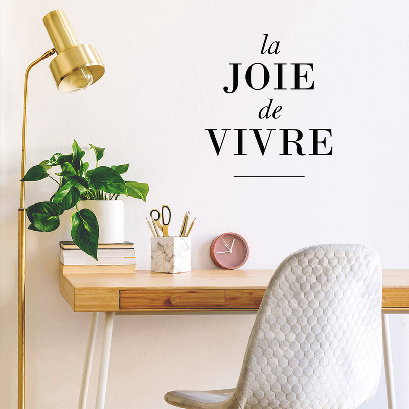 Vinyl Wall Art Decal - La Joie De Vivre - 23" x 20" - Happy Joyful Life French Quote for Home Living Room Bedroom Sticker Decor - Peel and Stick Apartment Work Office Adhesive Decals 3