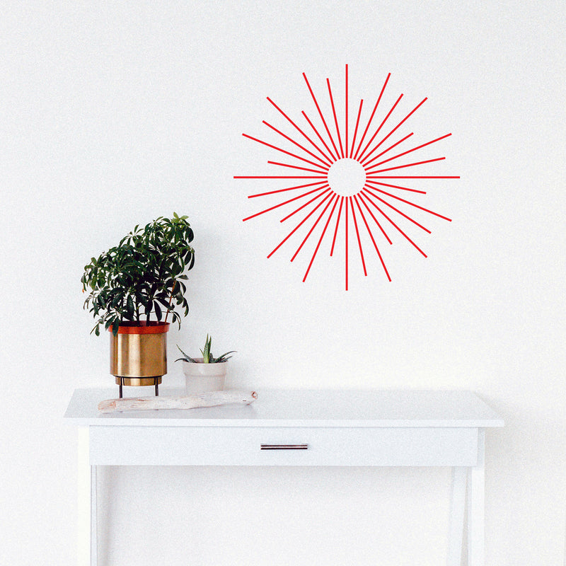 Vinyl Wall Art Decal - Sun Outline - 23" x 23" - Cool Modern Home Office Workplace Apartment Use - Trendy Urban Minimalist Symbols for Living Room Bedroom Dorm Room Decorations (23" x 23"; Red) 2