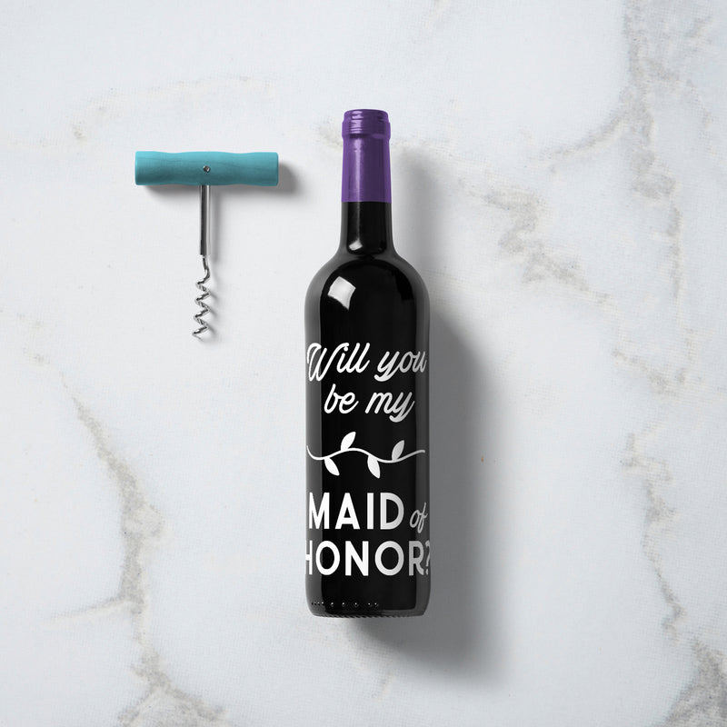 Thank You Wine Bottle Vinyl Sticker Decal - Will You Be My Maid of Honor - 5" x 4" - Unique Party Favor Holiday Season Family Reunion Employee Appreciation Gift 2