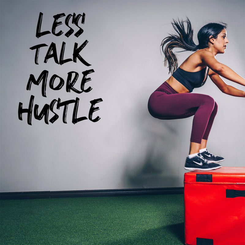 Vinyl Wall Art Decal - Less Talk More Hustle - Motivational Workout Quotes For Home Apartment Decor - Gym And Fitness Motivation Healthy Lifestyle Wall Door Decor 3