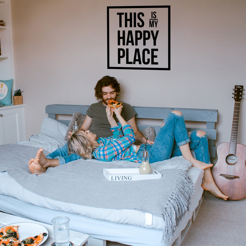 Vinyl Wall Art Decal - This is My Happy Place - 23" x 23" - Inspirational Workplace Bedroom Apartment Decor Decals - Positive Modern Indoor Outdoor Home Living Room Office Quotes 2