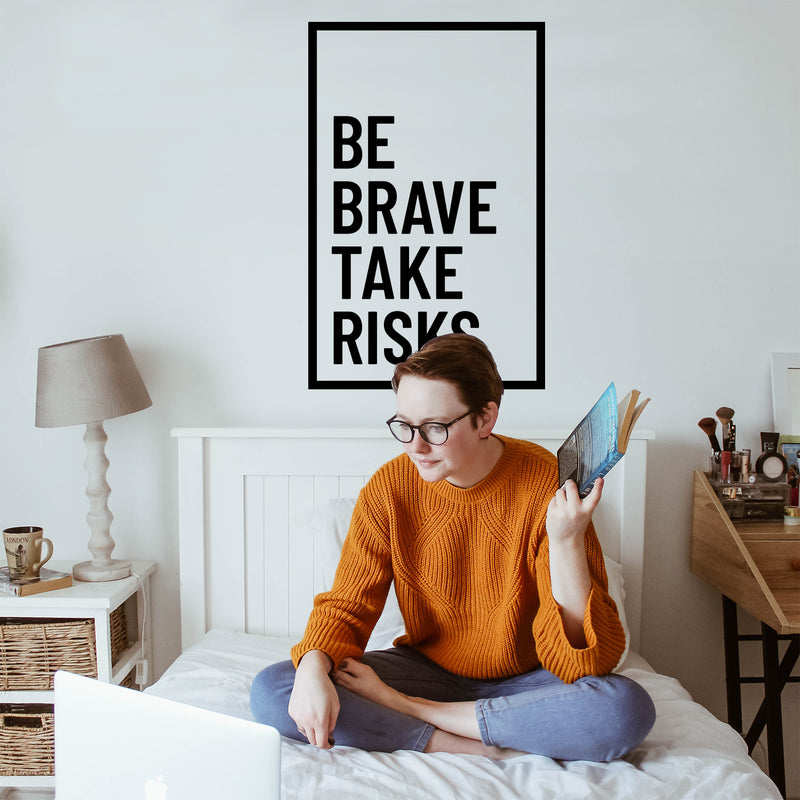 Vinyl Wall Art Decal - Be Brave Take Risks - 31" x 20" - Motivational Life Quote for Home Bedroom Living Room Work Office - Positive Quotes for Apartment Workplace Decor 2