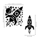 Vinyl Wall Art Decal - Outer Space Set - 26" x 22.5" - Cool Rocket Ship Stars Planet Kids Children Decor for Home Bedroom Playroom Wall Door - Unisex Apartment Nursery School Daycare Decor 4