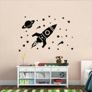 Vinyl Wall Art Decal - Outer Space Set - - Cool Rocket Ship Stars Planet Kids Children Decor For Home Bedroom Playroom Wall Door - Unisex Apartment Nursery School Daycare Decor 3