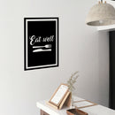 Vinyl Art Wall Decal - Eat Well - Modern Cursive Fork Knife Food Dining Room Kitchen Quotes - Positive Home Workplace Cafe Restaurant Eatery Decals 3