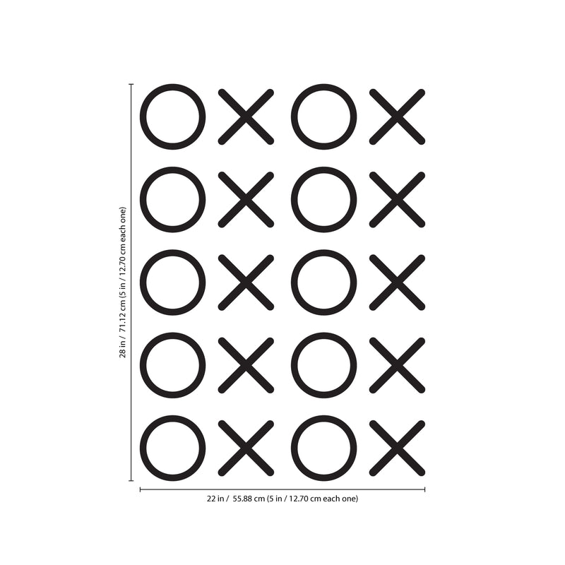 Set of 20 Vinyl Wall Art Decals - XOXO’s - Trendy Tic Tac Toe Pattern Home Living Room Workplace Decor - Modern Apartment Bedroom Office Work Peel and Stick Decals (28" x 22"; Black) 4