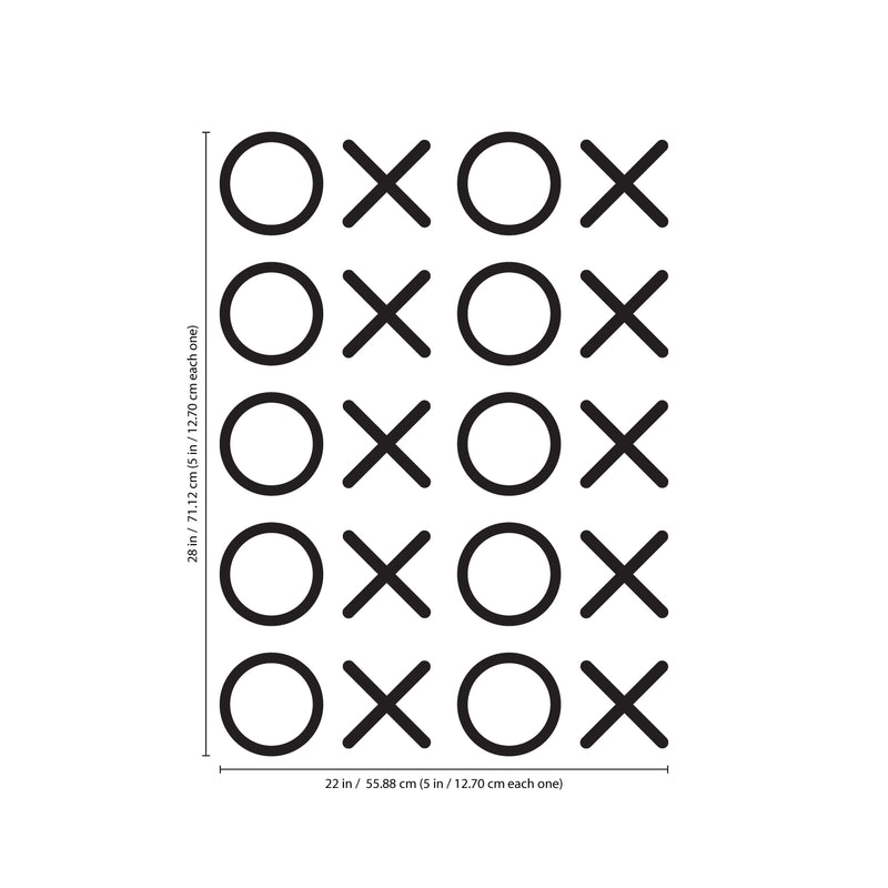 Set of 20 Vinyl Wall Art Decals - XOXO’s - Trendy Tic Tac Toe Pattern Home Living Room Workplace Decor - Modern Apartment Bedroom Office Work Peel and Stick Decals (28" x 22"; Black) 4